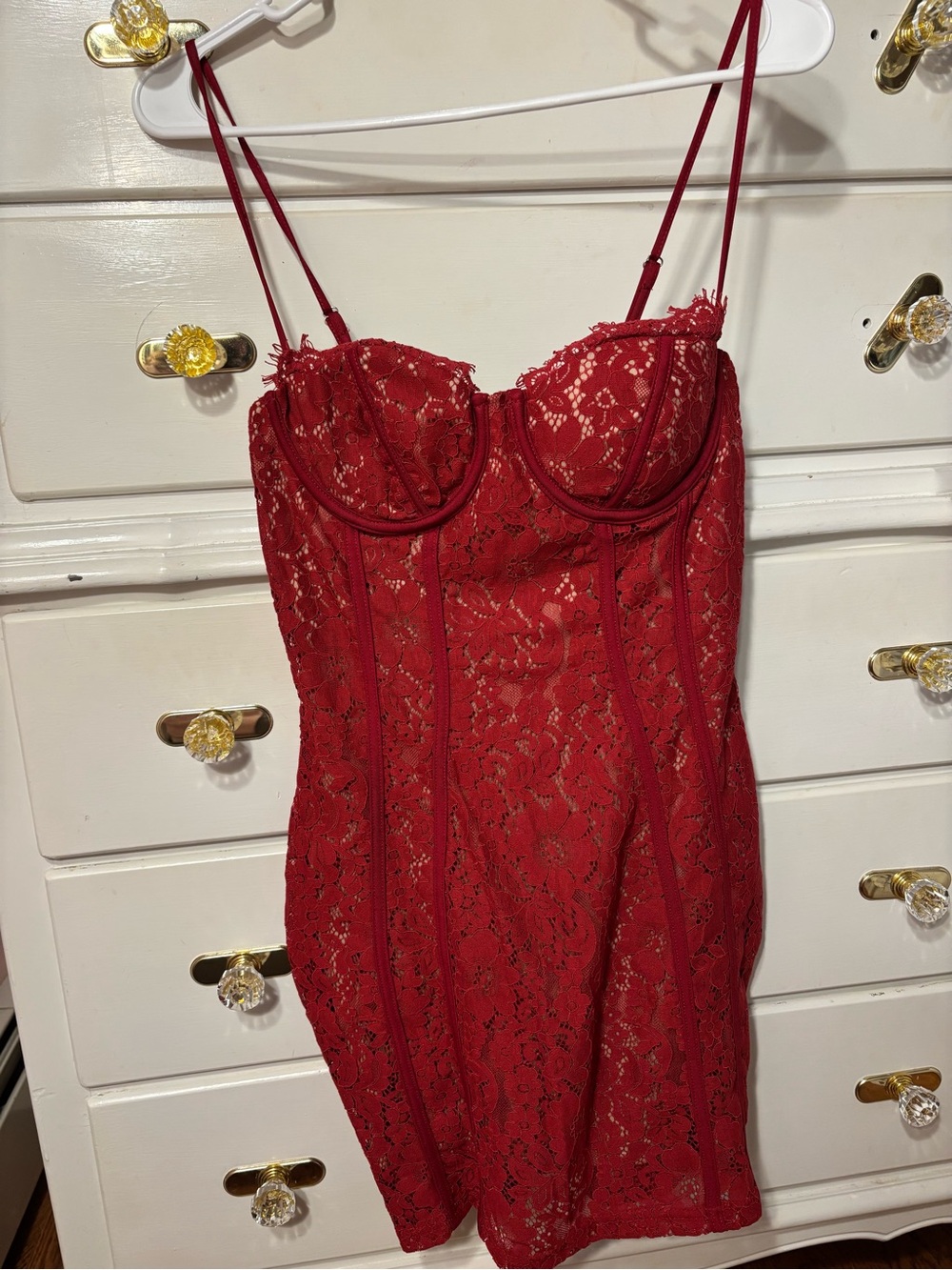 Fashion Nova Red Lace Bustier Slip